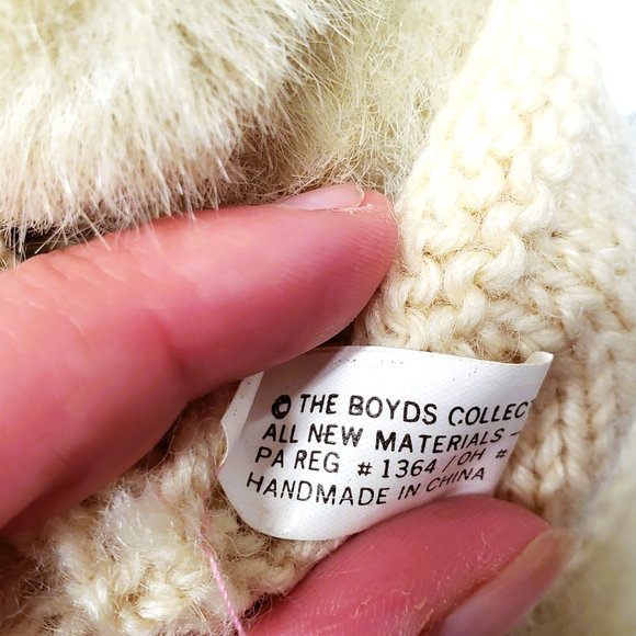 Vtg Boyds Bear Knit Sweater Flower Plush Blond Tan Articulated Legs Posable 8" - Picture 7 of 9